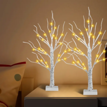 2 Pak Birch Tree Lamp Decor Christmas Lights - USB or Battery -Warm Whit... - $29.69