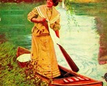 Young Woman Canoeing 1906 O Benedict DB Postcard - $3.91