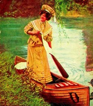 Young Woman Canoeing 1906 O Benedict DB Postcard - $3.91