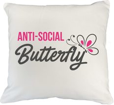 Anti-Social Butterfly. Introvert White Pillow Cover For Nerd, Geek, Arti... - £19.93 GBP+