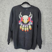 VTG 80s Native Cow Bull Skull Crew Neck Sweatshirt Extra Large Black, So... - $19.62