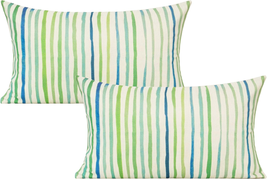 Lumbar Throw Pillow Covers Set of 2 12 X 20 Outdoor Sage Green Decorative Spring - £15.42 GBP