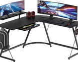 Black L-Shaped Desk From Shw With Monitor Stand. - £83.83 GBP