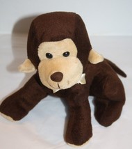 Kellytoy Monkey Ape 9&quot; Brown Tan Plush  Soft Toy Bow Flocked Nose Stuffed Sits - $13.55