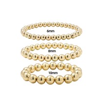 6MM 8MM 10MM Gold Color Beads Bracelet for Women Trendy Statement Big Round Bead - £9.31 GBP