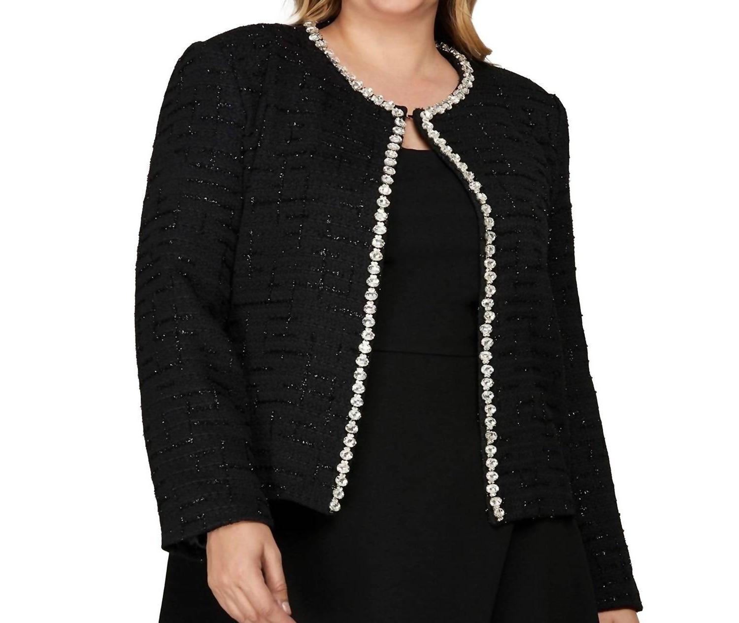 Vanilla Monkey Rhinestone Trim Jacket - Plus Black - $62.00