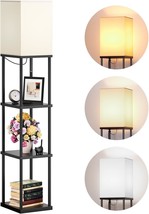 Addlon Floor Lamp With Shelves, 4-Tier Modern Shelf Floor Lamp With 3Cct, Black - $49.96