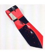 Angelino  Italy 100% Silk Tie Red Blue Abstract Design 60&quot; x 4&quot; Used - $27.28 CAD