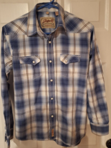 Womens Rafter C Cowboy Collection Pearl Snap Blue Shirt Size XL  2 Snap ... - $16.49