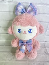 Fuwawa Sheep Lamb Japan Stuffed Animal Toreba Plush Toy Kawaii Pink Plaid Bow - £30.12 GBP