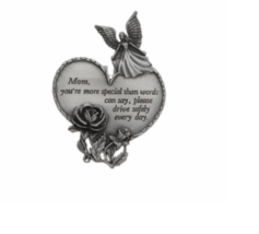 Mother Guardian Angel With Heart And Rose Pewter Visor Clip - £19.51 GBP
