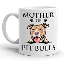 Mother Of Pit Bulls Mug, Red Nose American Pit Bull Dog Mom, Paw Pet Lovers, Gif - £11.76 GBP