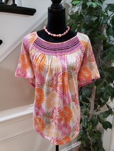 Kim Rogers Women Multicolor Polyester Round Neck Short Sleeve Top Blouse Size 2X - £19.46 GBP