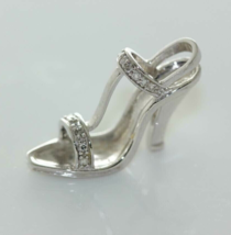14K White Gold Plated 1.20Ct Baguette Cut Simulated Diamond Heels Pendent Women - £80.56 GBP