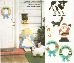Vtg Santa Snowman Wreaths Pumpkins Bear Bo Peep Lawn Ornaments Transfer ... - £11.79 GBP