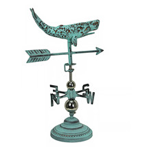 Verdigris Whale Tabletop Weathervane Garden Décor with Optional Fence Mount - £109.52 GBP