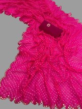 Bandhani Saree,Pure Viscose Georgette Saree With Hand Gota Patti Work - $65.00