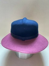 Vtg British Made Navy Blue Magenta Purple Two Toned 100% Wool Panama Hat... - $79.99