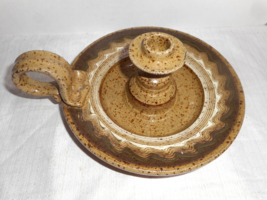 Studio Art Pottery/Stoneware Glazed Taper Chamber Candle Holder Drip Plate Signd - £29.87 GBP