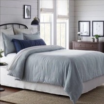 Magnolia Hearth Hand Blue Twill Comforter 2 Shams Full/Queen Farmhouse Bed NWT - £31.87 GBP
