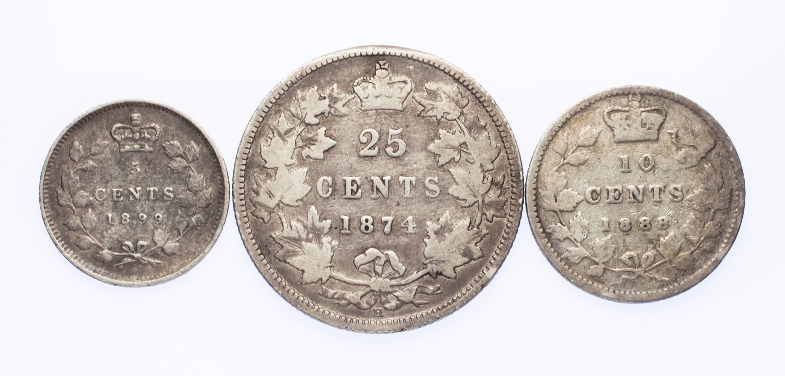 1899 5C,1888 10C,1874 25C Silver Canada Full of 3 Coins (Vg-Vf Condition)-
sh... Item image 3