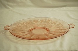 Vintage Pink Depression Glass 12&quot; Cup Cake Plate Frosted Grape Motif Unknown Mkr - £38.99 GBP