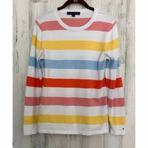 Tommy Hilfiger Women’s Sweater Size Medium Multicolor Stripe Colorful Rainbow - £10.88 GBP
