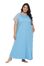 Solid Sky Blue Poly Cotton Melange Dress for Women - £17.30 GBP