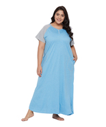 Solid Sky Blue Poly Cotton Melange Dress for Women - £17.37 GBP
