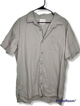 On the Byas Men&#39;s XL Longer Length Gray Linen Blend Split Hem Short Sleeve Shirt - £12.53 GBP