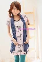 Japan Open Pocket Halter Drapery Tunic Vest! Dusty Blue - £6.68 GBP