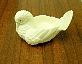 Green Eye White Dove Porcelain Clay Candle Holder Vintage Decor *USED* - £11.48 GBP