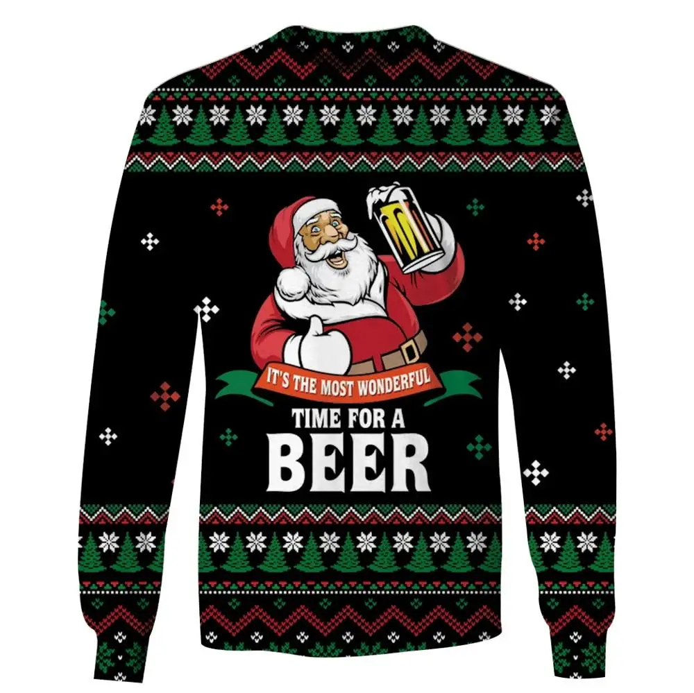 2019 Christmas New Fashion Men hoodies 3D Santa Claus Drin r Full-Print Hoodie A - £105.59 GBP