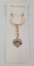 MM) New Fashion Rose Gold Tone Studded Teacher Heart Keychain - €5,11 EUR