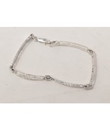 Vintage Sterling Silver Greek Key Pattern Paneled Bracelet 6.5&quot; - £31.85 GBP