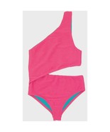 F4A Feather 4 Arrow Venice Ribbed One Piece Cut Out Swimsuit Pink 14 - $34.19 CAD