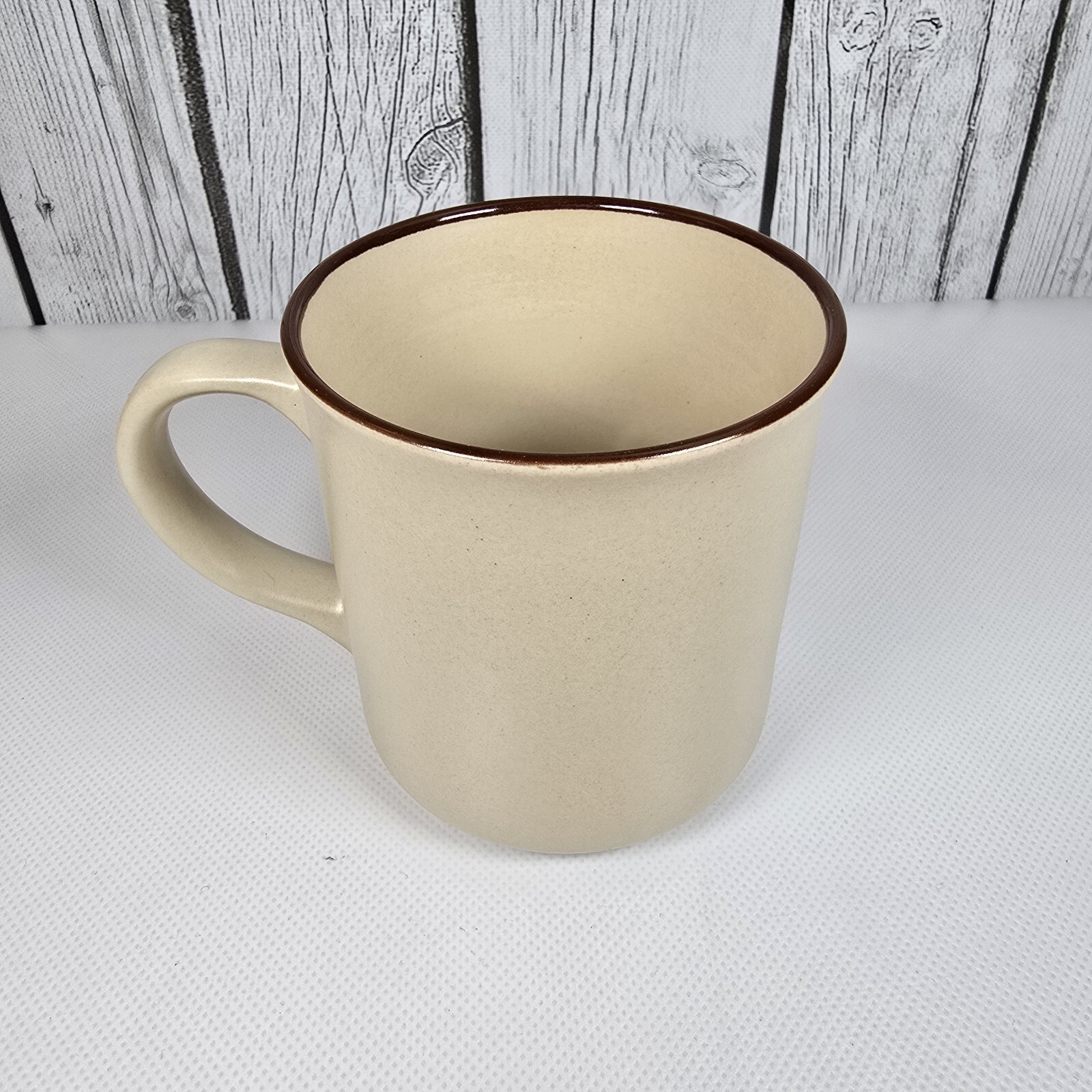 Vintage Stoneware Mugs Set Of 3 Blue Orange Butterfly Motif Brown Rim 12 oz Item image 8