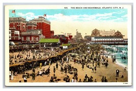 Boardwalk and Beach Scene Atlantic City NJ New Jersey UNP WB Postcard O17 - £3.16 GBP