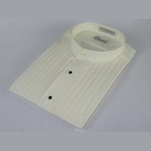 Men's Tuxedo shirt By Classix  Banded Collarless Formal Pleated Front M06 Ivory image 6