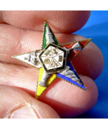 SOLID 14K GOLD MASONIC PIN ART DECO ORDER OF THE EASTERN STAR BROOCH Ena... - $470.25