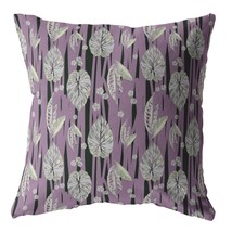 18 Lavender Black Fall Leaves Indoor Outdoor Throw Pillow - £49.24 GBP