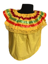 Yellow Women Size S Off-Shoulder Ruffle Top Lace Ribbon Folkloric Fiesta... - $20.74