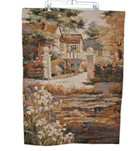 Fine Tapestry Wall Hanging Lily Pond Cottage on the Water by Seagull 26x36&quot; - £42.30 GBP