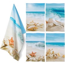4 Pcs Beach Kitchen Towels Beach Themed Decor For Home Beach Accessories Hand To - £15.72 GBP