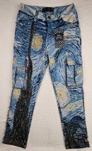 Rebel Vengeance Pants Mens 28 Starry Night Art Tapestry Cargo Frayed Skull - $94.36 CAD