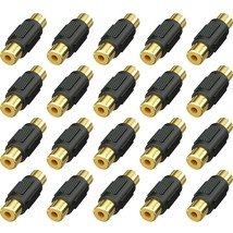 20 Pack Rca Female To Female Coupler Audio Video Adapter Gold Plated, For Phono, - £13.42 GBP