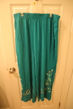 Curations Teal Blue Green 100% Viscose Embroidered Palazzo Pants Size 1X NWT - £9.42 GBP