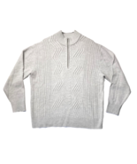 Pronto Uomo Sweater Adult XL Light Gray Merino Wool 3D Cable Knit Quarte... - $27.85