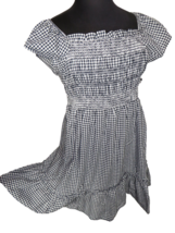 Terra &amp; Sky Women&#39;s Navy Gingham Smocked Flutter Sleeve Dress Plus Size 1X - £15.65 GBP