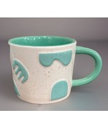 MAVEN Art Deco Teal &amp; White Speckled 7oz Ceramic Tea Coffee Mug Cup Coll... - $16.45